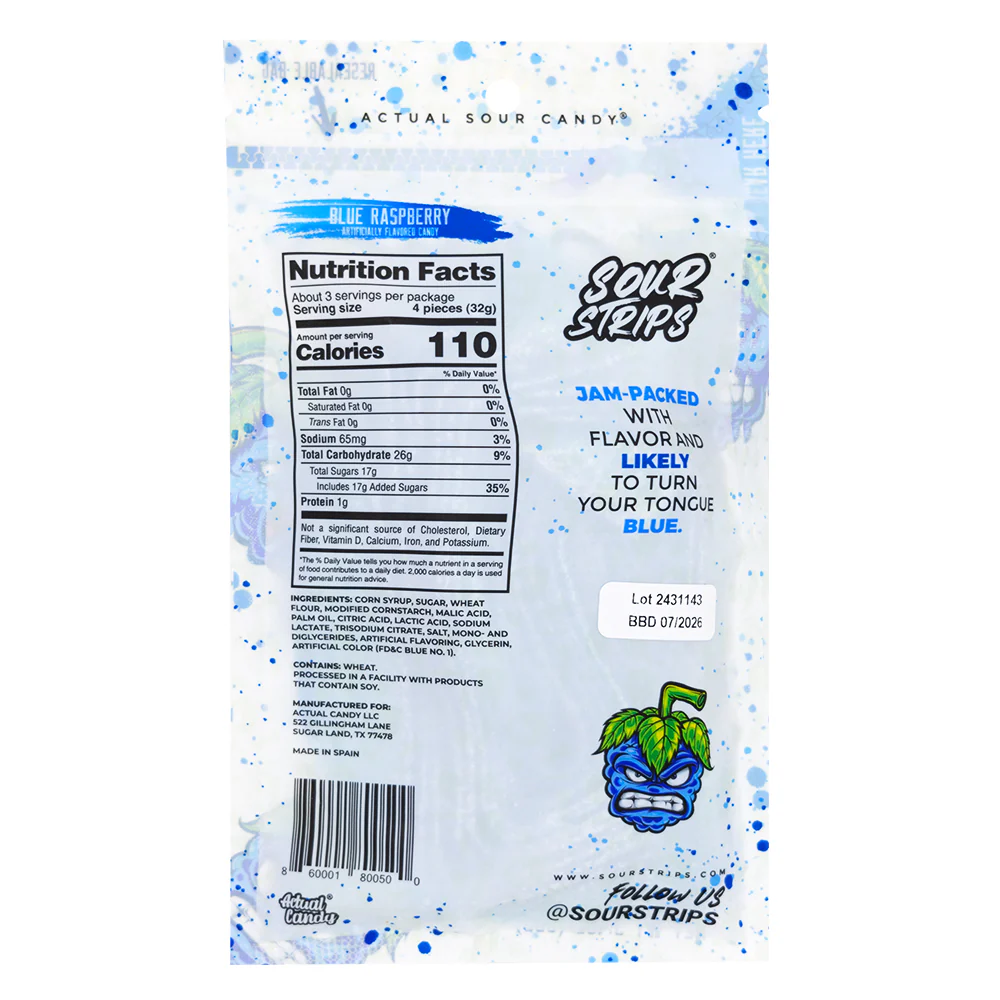 Sour Strips Blue Raspberry - 96g - Image 2
