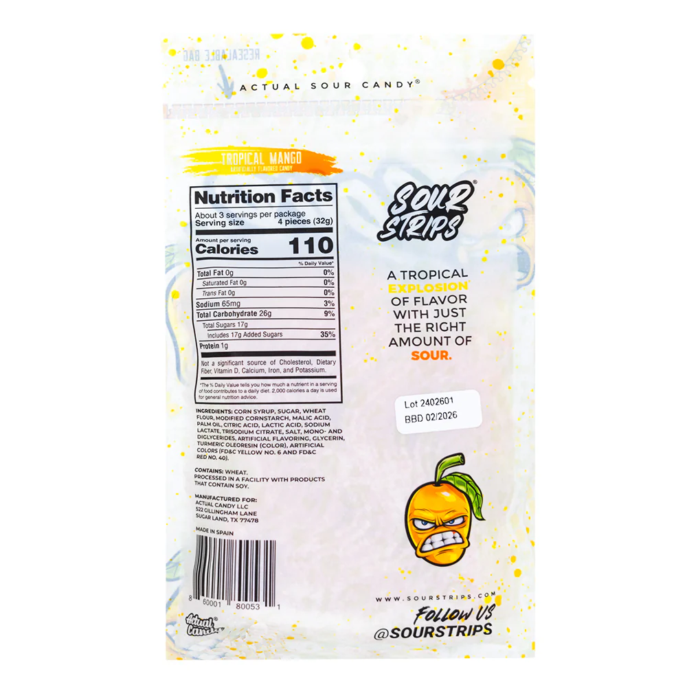Sour Strips Tropical Mango - 96g - Image 2