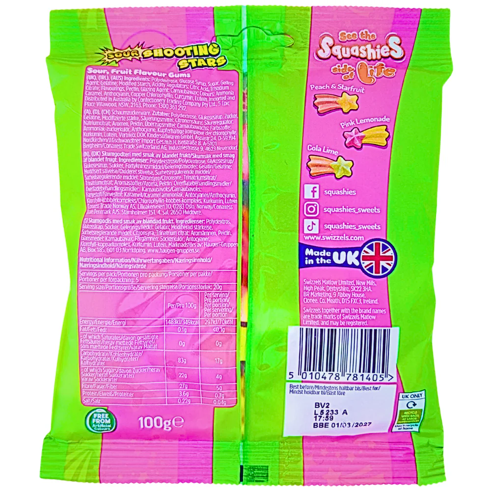 Squashies Sour Shooting Stars (UK) - 100g - Image 2