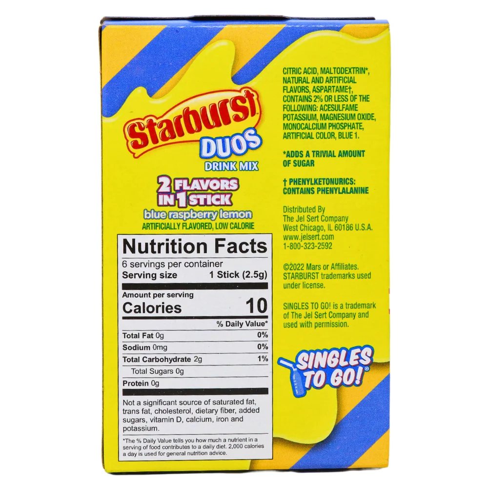 Starburst Duos Blue Raspberry Lemon Singles to Go - 16.5g - Image 3