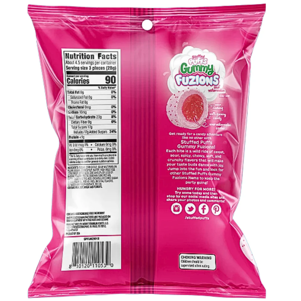 Stuffed Puffs Gummy Fuzions Sour Watermelon - 120g - Image 2