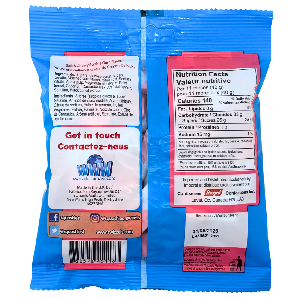 Swizzels Squashies Bubble Gum Flavour - 160 g - Image 2