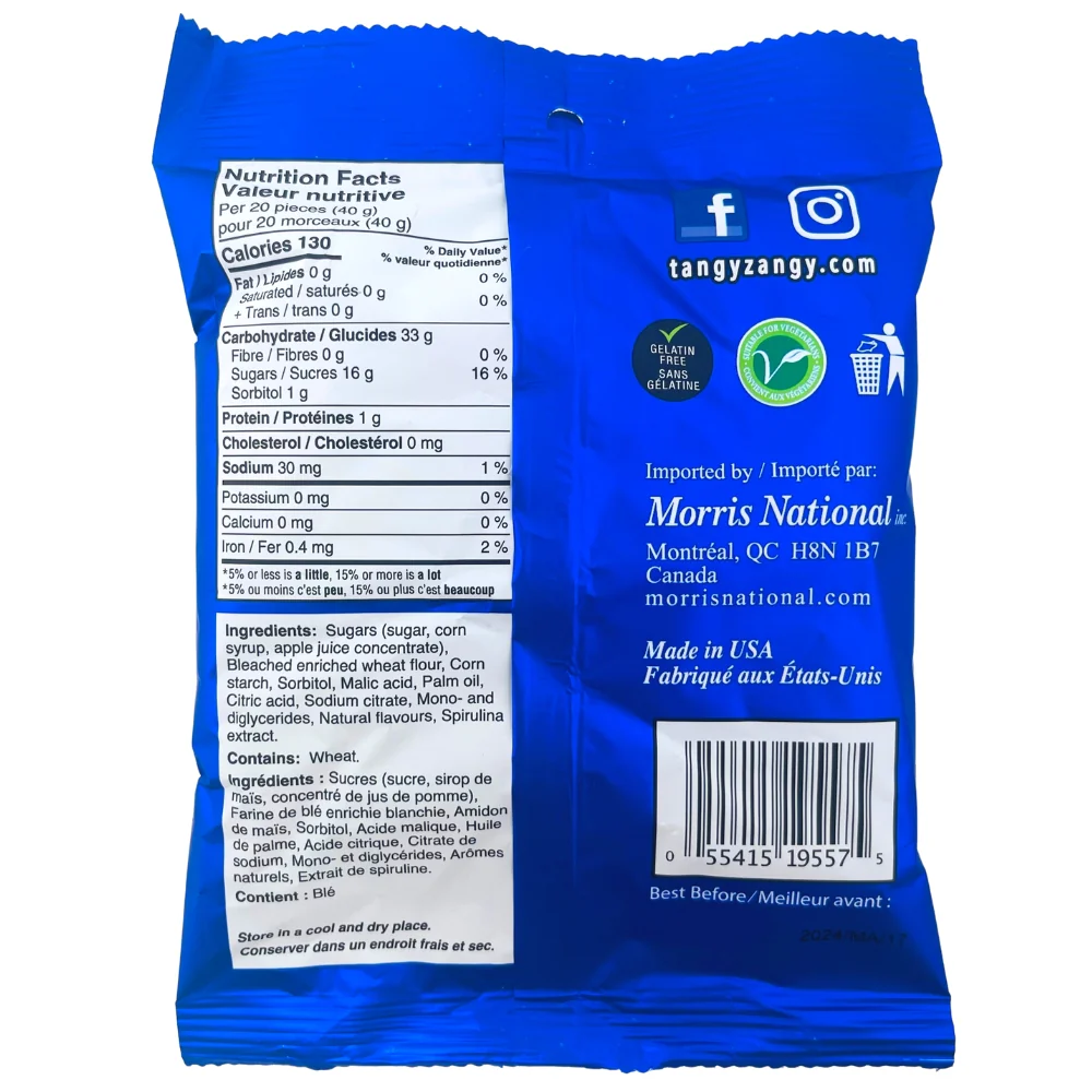 Tangy Zangy Sour Blue Raspberry Squares - 127g - Image 2
