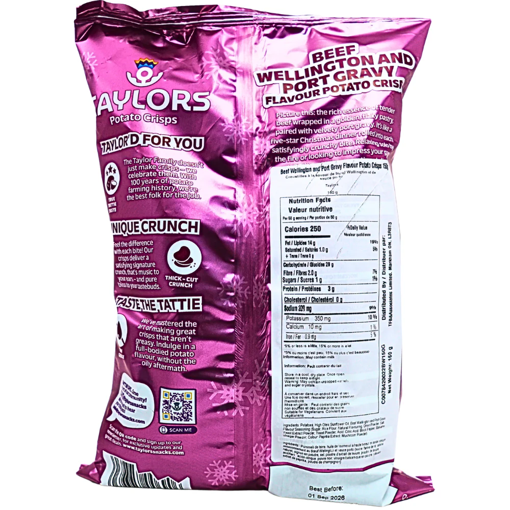 Taylors Beef Wellington & Port Gravy Crisps (UK) - 150g - Image 2