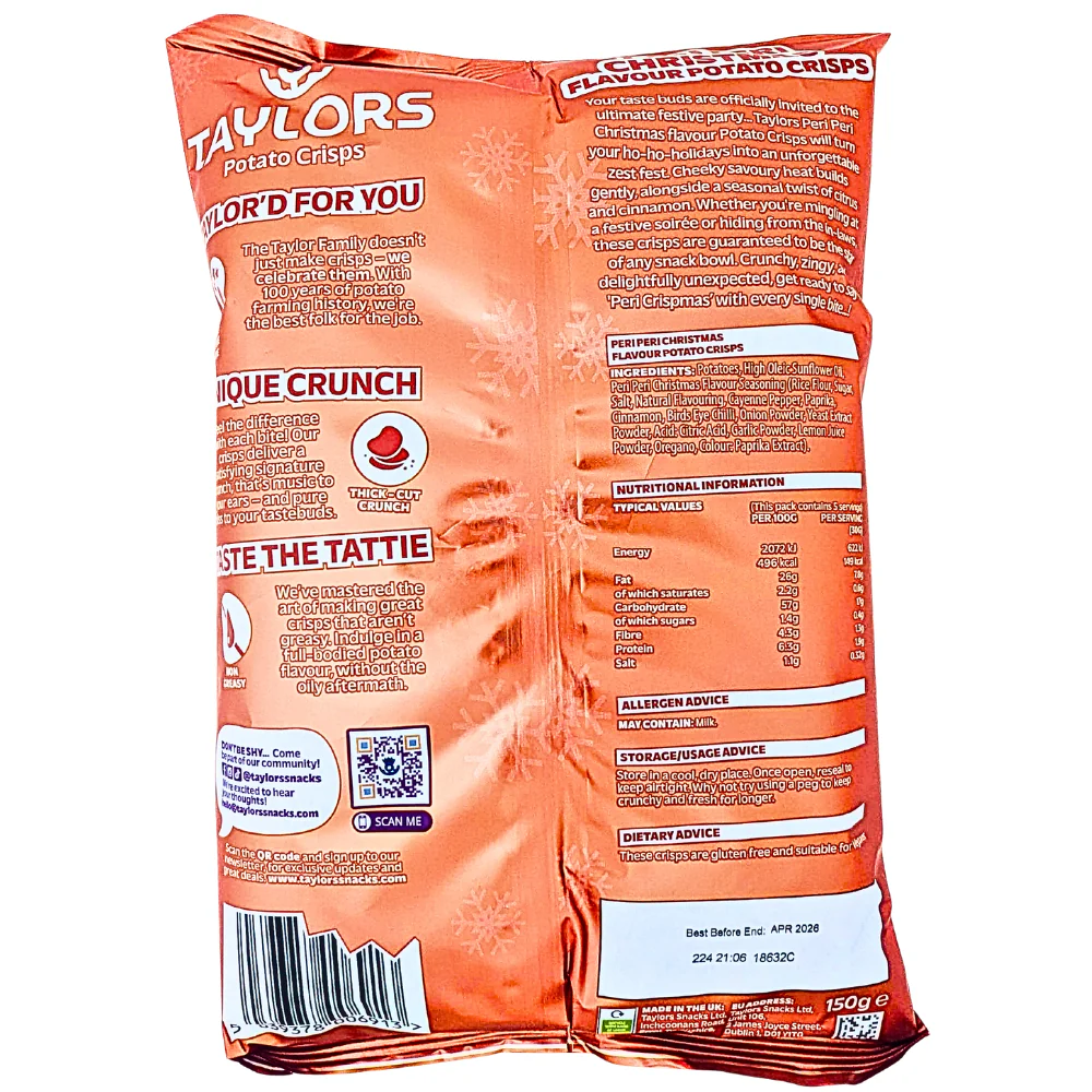 Taylors Peri Peri Christmas Crisps (UK) - 150g - Image 2