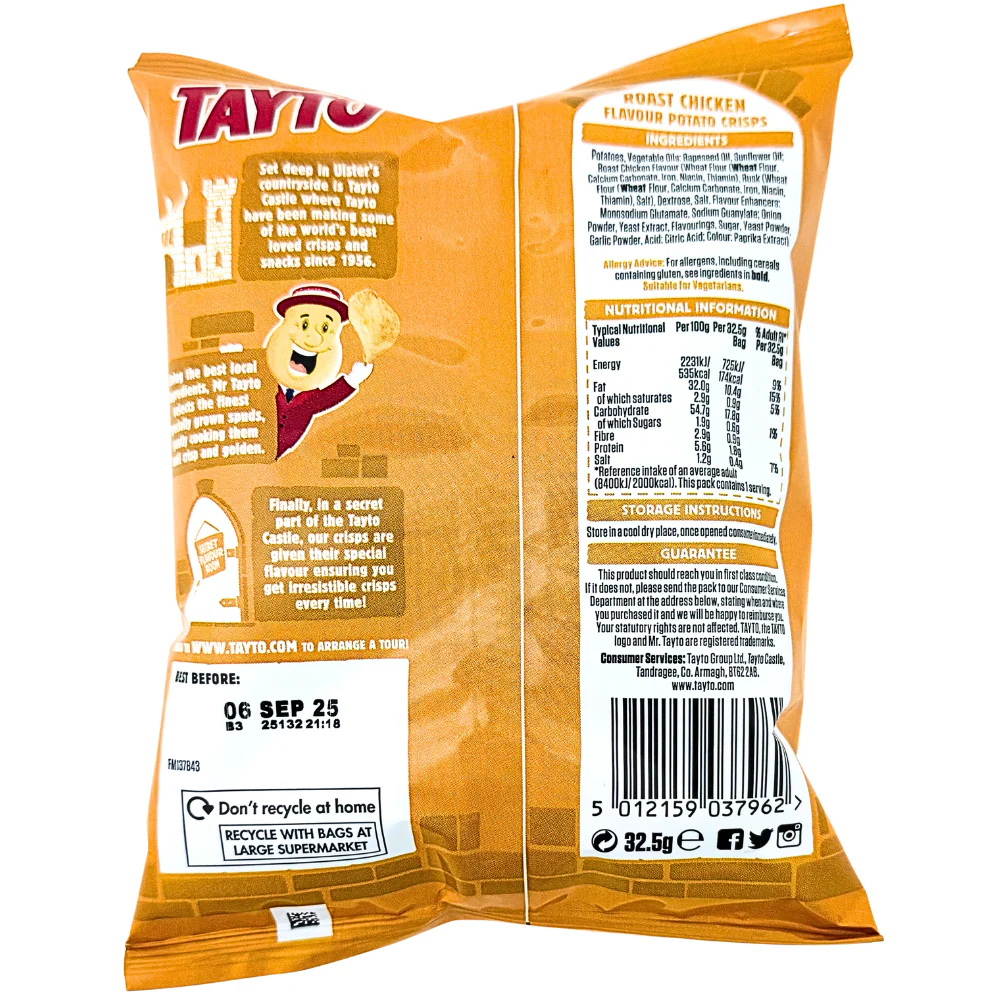Tayto Roast Chicken Chips (UK) - 32.5g - Image 2