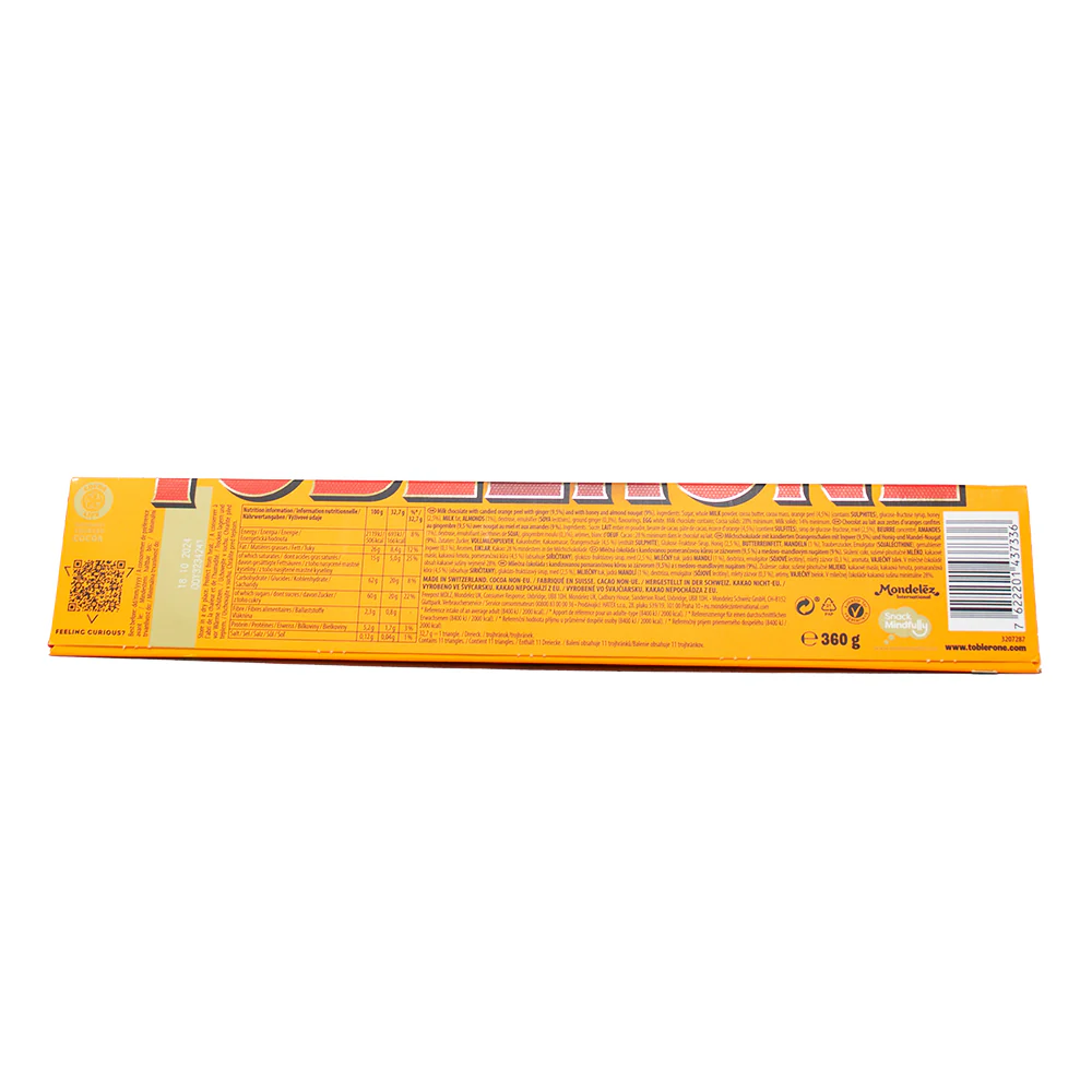 Toblerone Orange Twist Milk Chocolate Bar (UK) - 360g - Image 3
