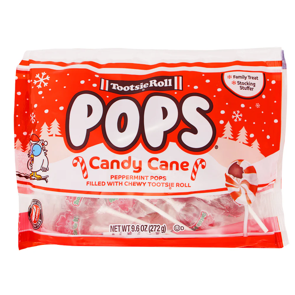 Tootsie Roll Pops - Candy Cane Peppermint Pops - 9.6oz