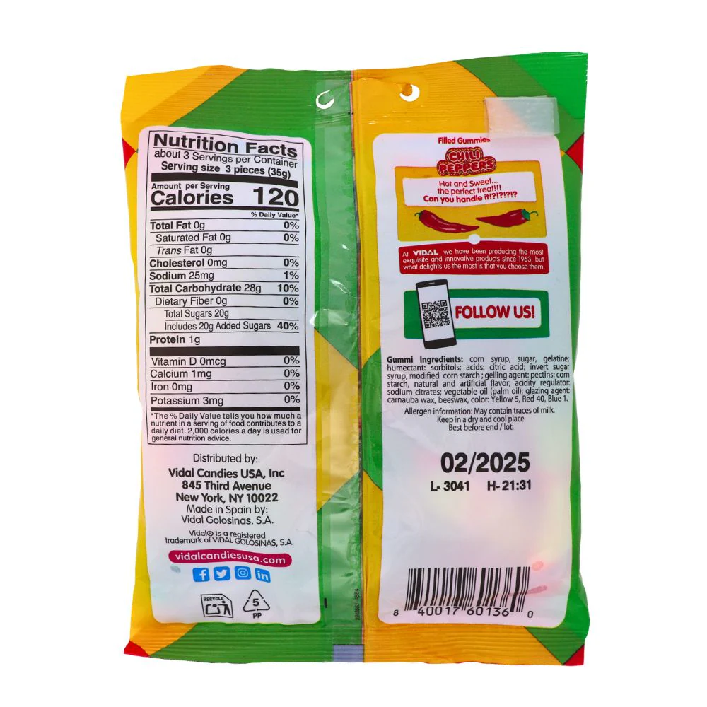 Vidal Spicy Chili Peppers Filled Gummies - 3.5oz - Image 2