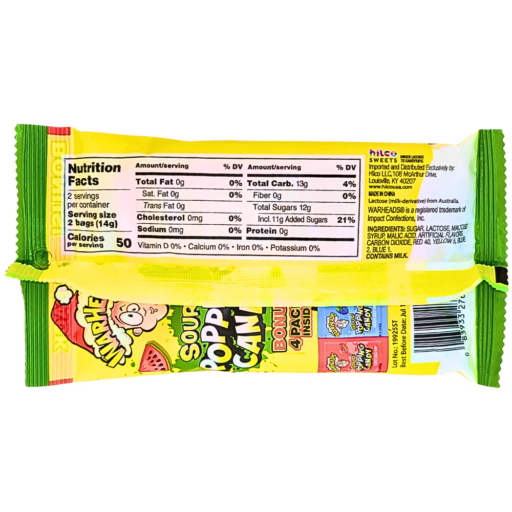 Warheads Christmas Sour Popping Candy - 28g - Image 2