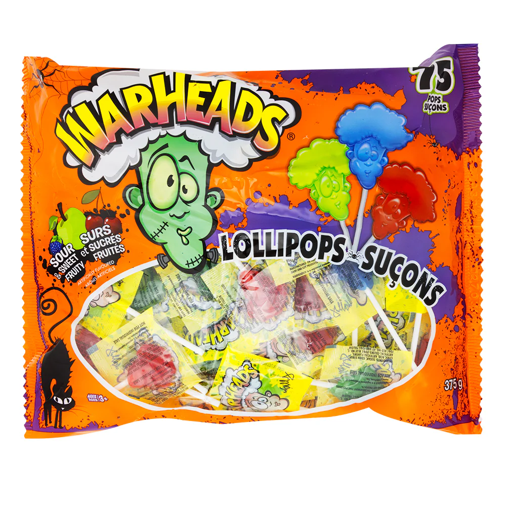 Warheads Sour Lollipops - 75 Count