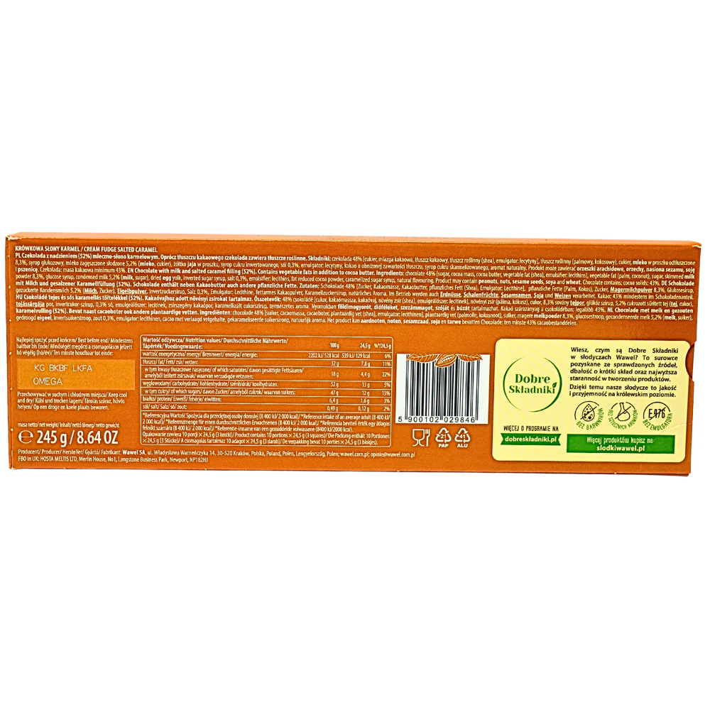 Wawel Cream Fudge Salted Caramel Filled Chocolate (Poland) - 245g - Image 2