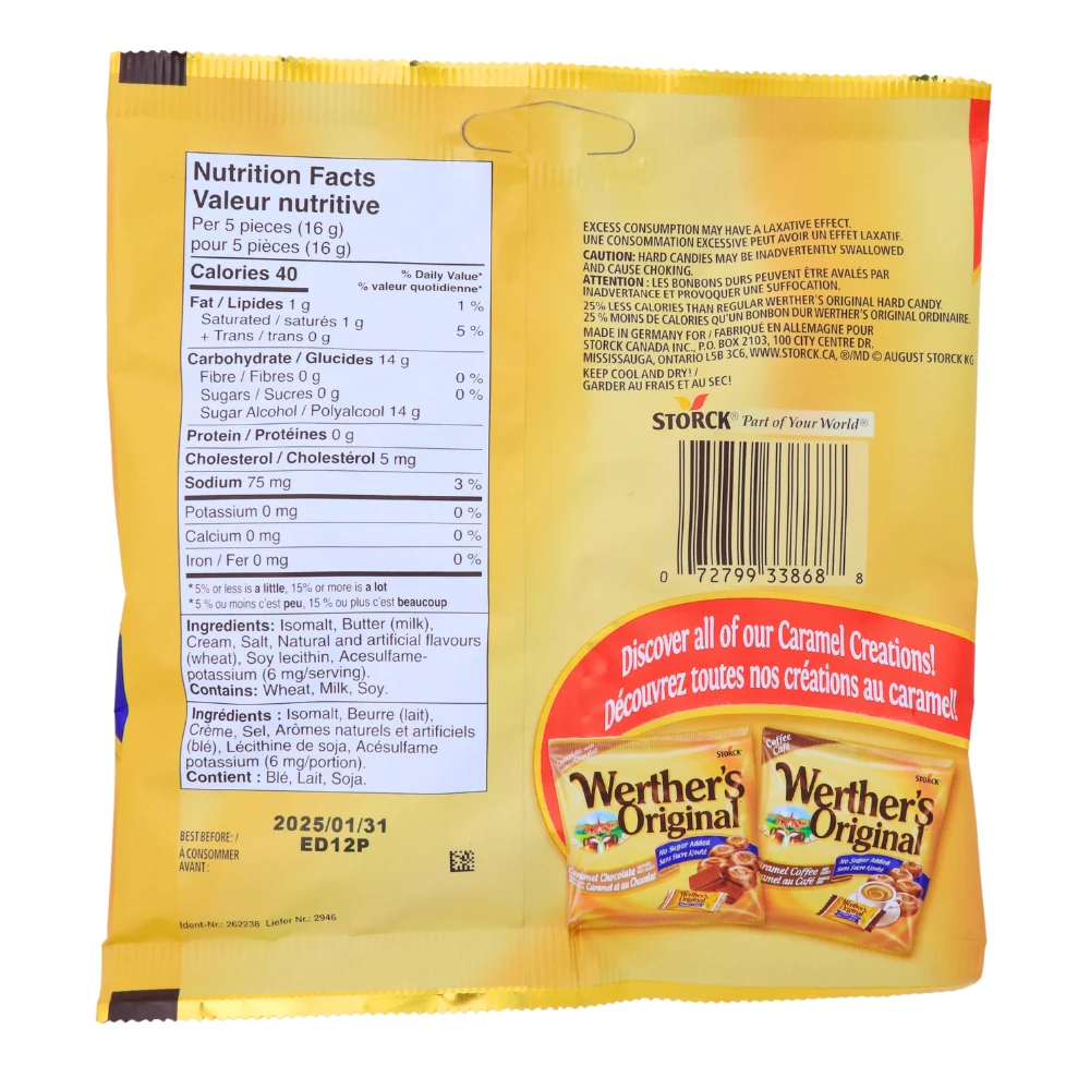 Werther's Original Caramel Hard Candies No Sugar Added - 70g - Image 2