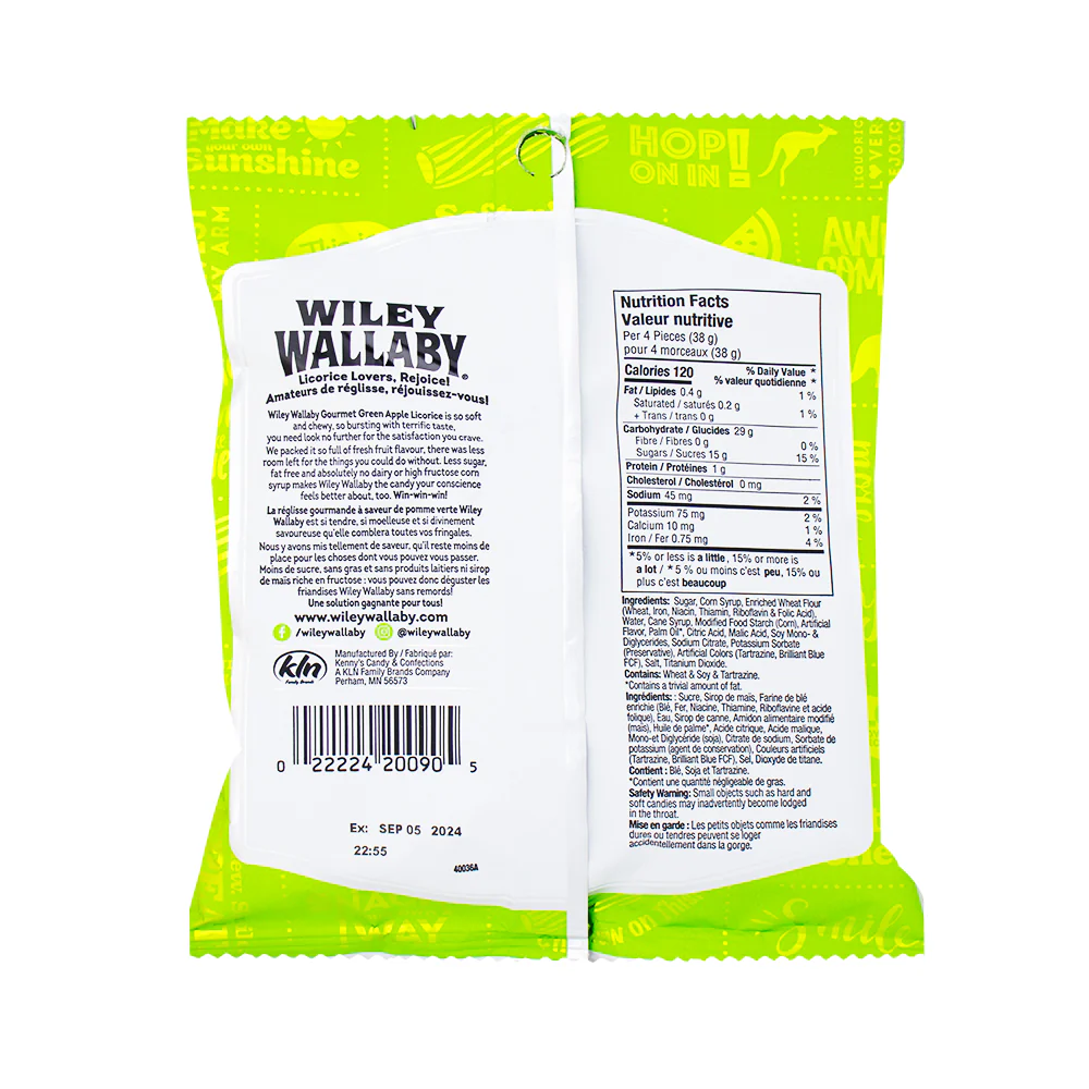 Wiley Wallaby Green Apple Licorice Candy - 113g - Image 2