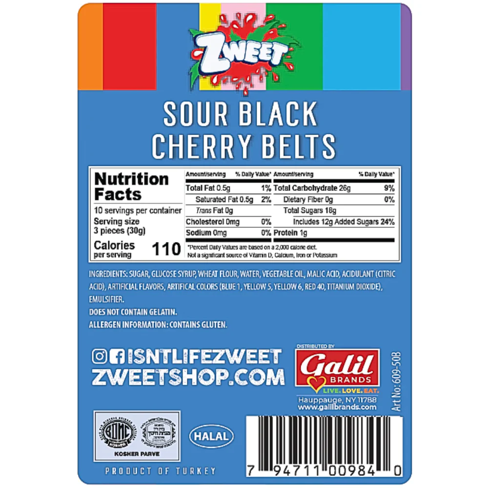 Zweet Sour Belts Black Cherry - 10oz - Image 2