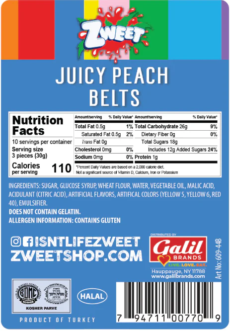 Zweet Sour Belts Peach - 10oz - Image 2